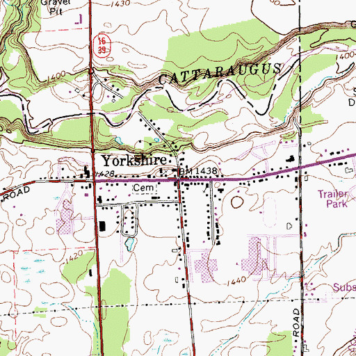 Topographic Map of Yorkshire, NY