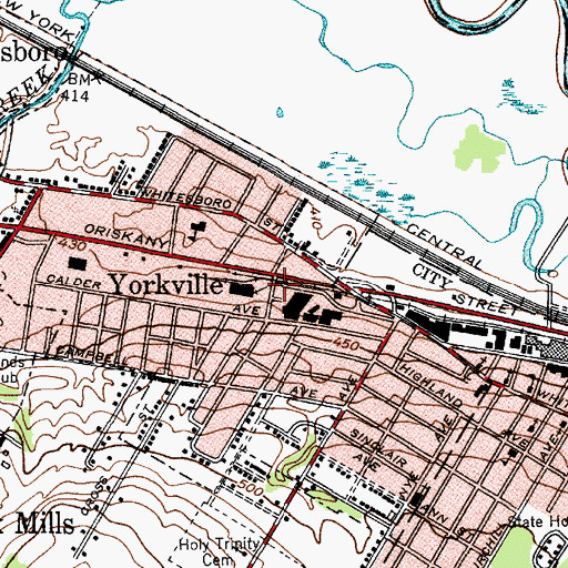 Topographic Map of Yorkville, NY