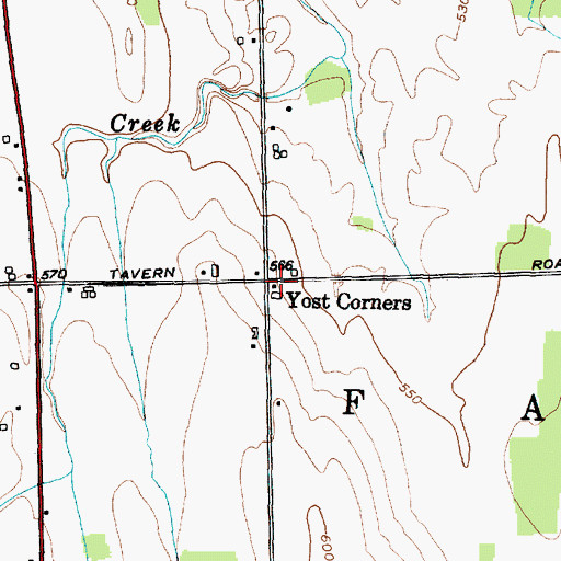 Topographic Map of Yost Corners, NY