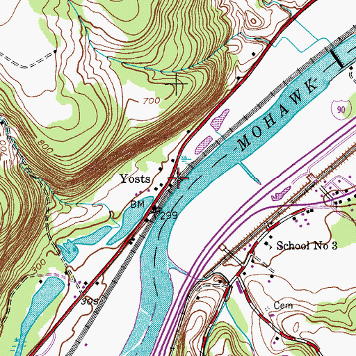 Topographic Map of Yosts, NY