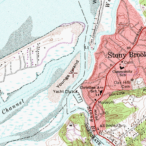 Topographic Map of Youngs Island, NY