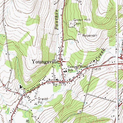 Topographic Map of Youngsville, NY