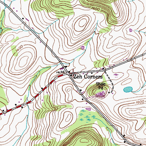 Topographic Map of Zeh Corners, NY