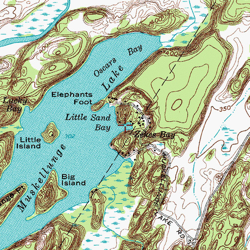 Topographic Map of Zekes Bay, NY