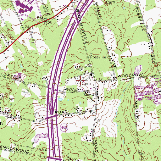 Topographic Map of Rossville AME Zion Cemetery, NY