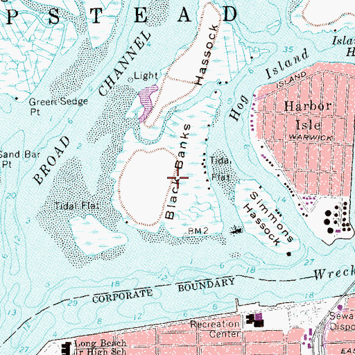 Topographic Map of South Black Banks Hassock, NY