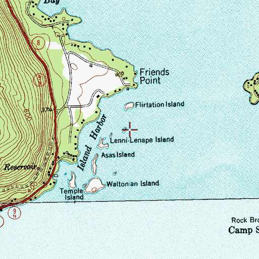 Topographic Map of North Huckleberry Island, NY