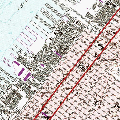 Topographic Map of Bay Ridge Flats, NY