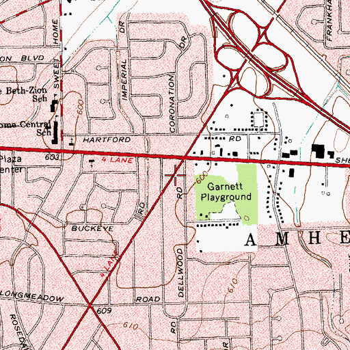 Topographic Map of Amherst, NY