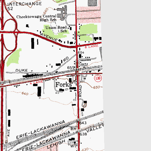 Topographic Map of Cheektowaga, NY