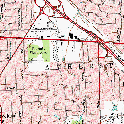 Topographic Map of Amherst, NY