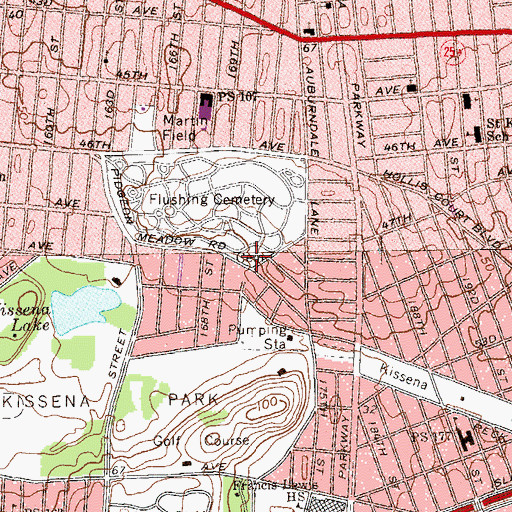 Topographic Map of Queens, NY