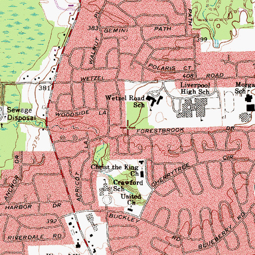 Topographic Map of Bayberry, NY
