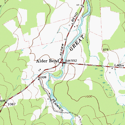 Topographic Map of Alder Bend, NY