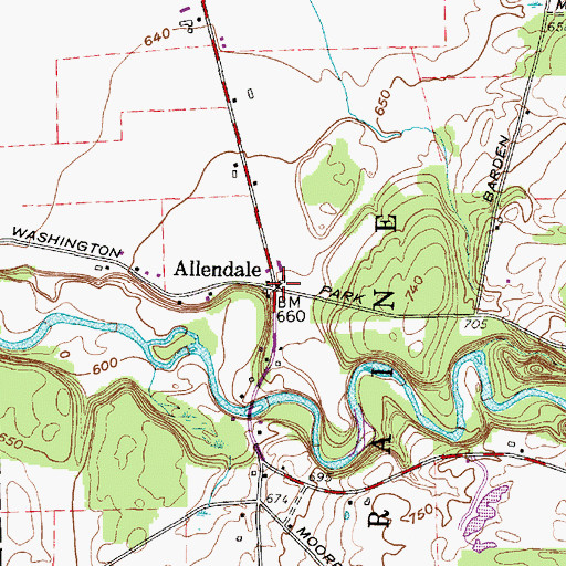 Topographic Map of Allendale, NY