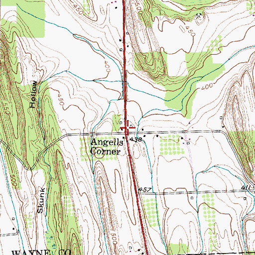 Topographic Map of Angells Corner, NY