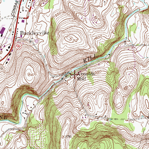 Topographic Map of Arnolds Mill, NY