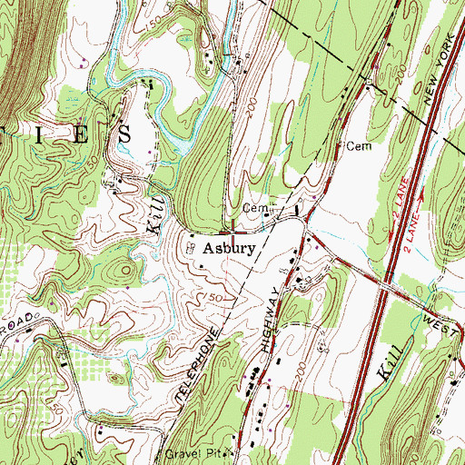 Topographic Map of Asbury, NY