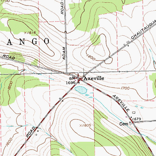 Topographic Map of Axeville, NY