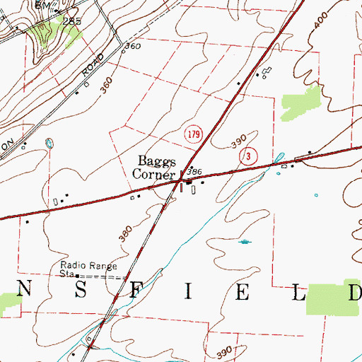 Topographic Map of Baggs Corner, NY
