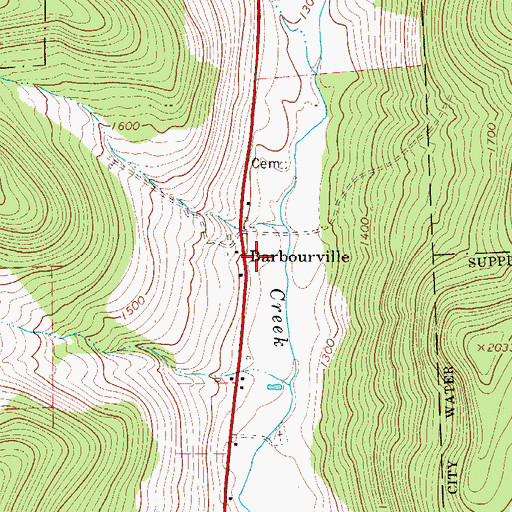 Topographic Map of Barbourville, NY
