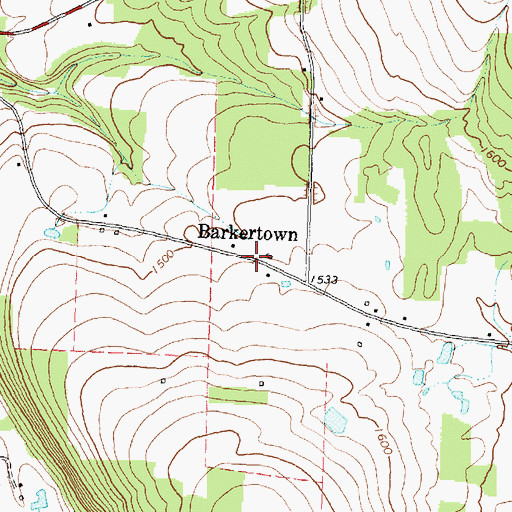 Topographic Map of Barkertown, NY