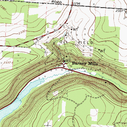 Topographic Map of Barney Mills, NY