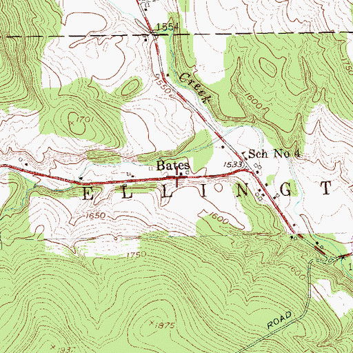 Topographic Map of Bates, NY