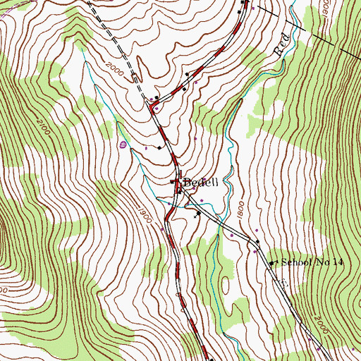 Topographic Map of Bedell, NY