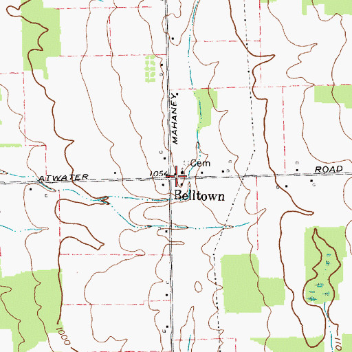 Topographic Map of Belltown, NY