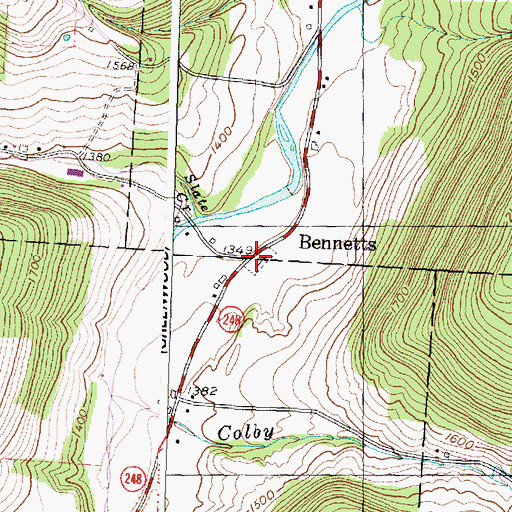 Topographic Map of Bennetts, NY