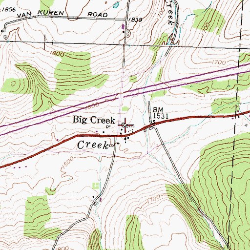 Topographic Map of Big Creek, NY
