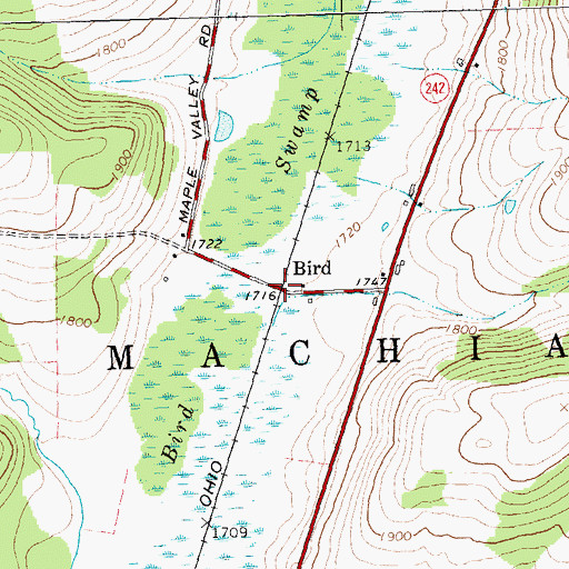 Topographic Map of Bird, NY
