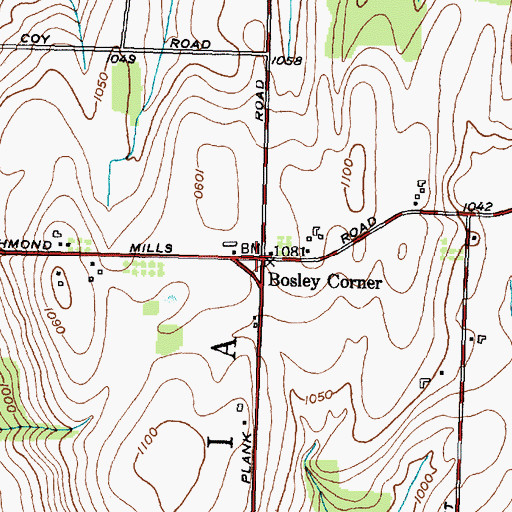 Topographic Map of Bosley Corner, NY