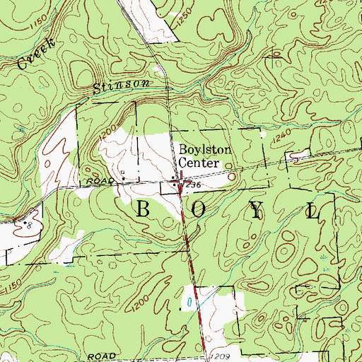 Topographic Map of Boylston Center, NY