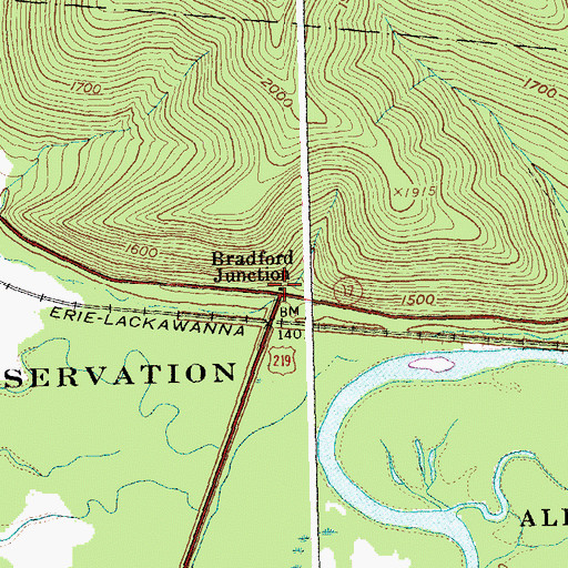 Topographic Map of Bradford Junction, NY