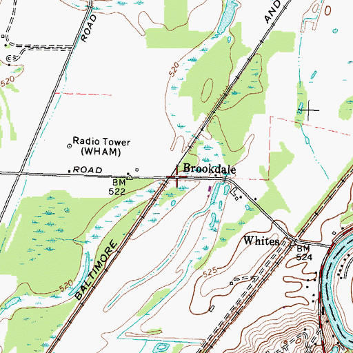 Topographic Map of Brookdale, NY