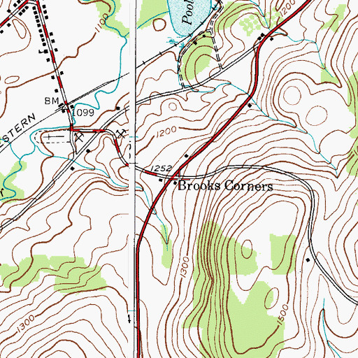 Topographic Map of Brooks Corner, NY