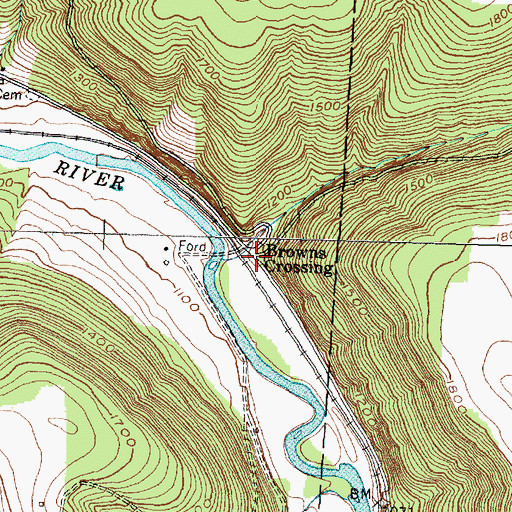 Topographic Map of Browns Crossing, NY
