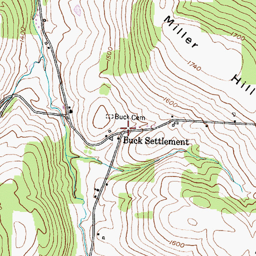 Topographic Map of Buck Settlement, NY