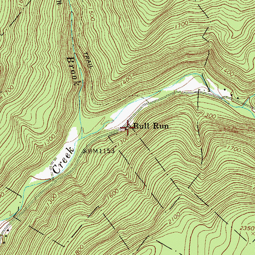 Topographic Map of Bull Run, NY