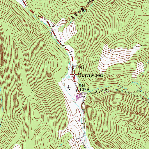 Topographic Map of Burnwood, NY