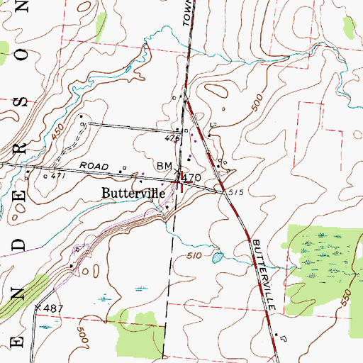 Topographic Map of Butterville, NY