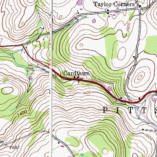 Topographic Map of Cardtown, NY