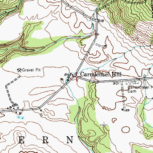 Topographic Map of Carmichael Hill, NY