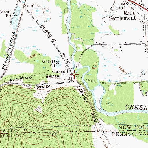 Topographic Map of Carroll, NY