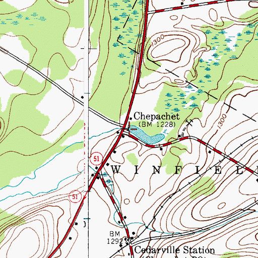 Topographic Map of Chepachet, NY