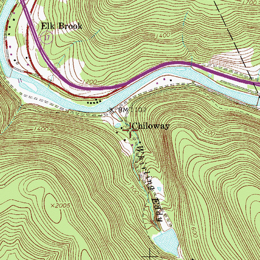Topographic Map of Chiloway, NY