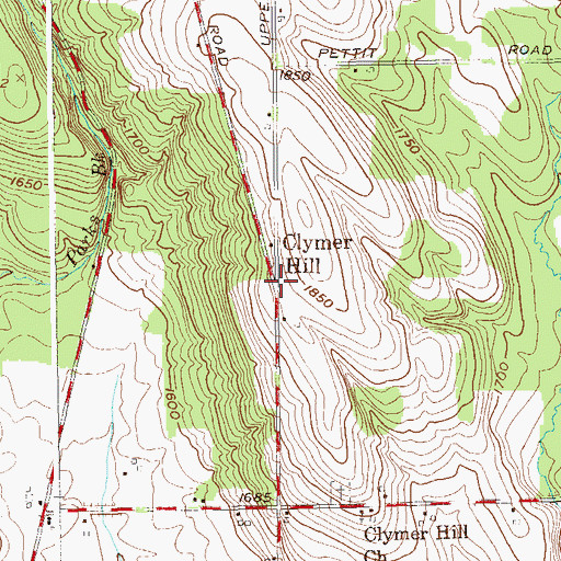 Topographic Map of Clymer Hill, NY