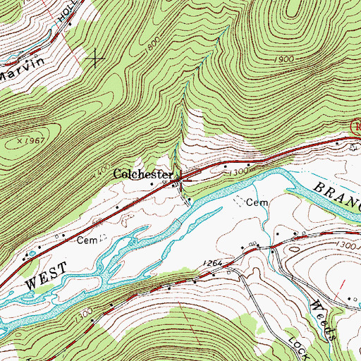 Topographic Map of Colchester, NY